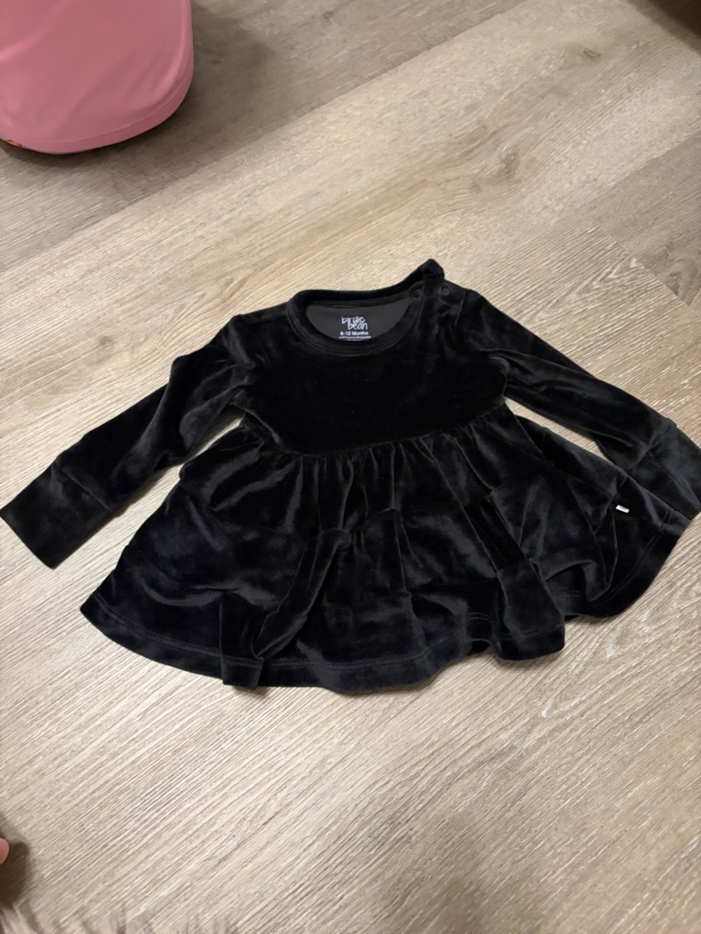Birdie bean black velour dress 6-12months